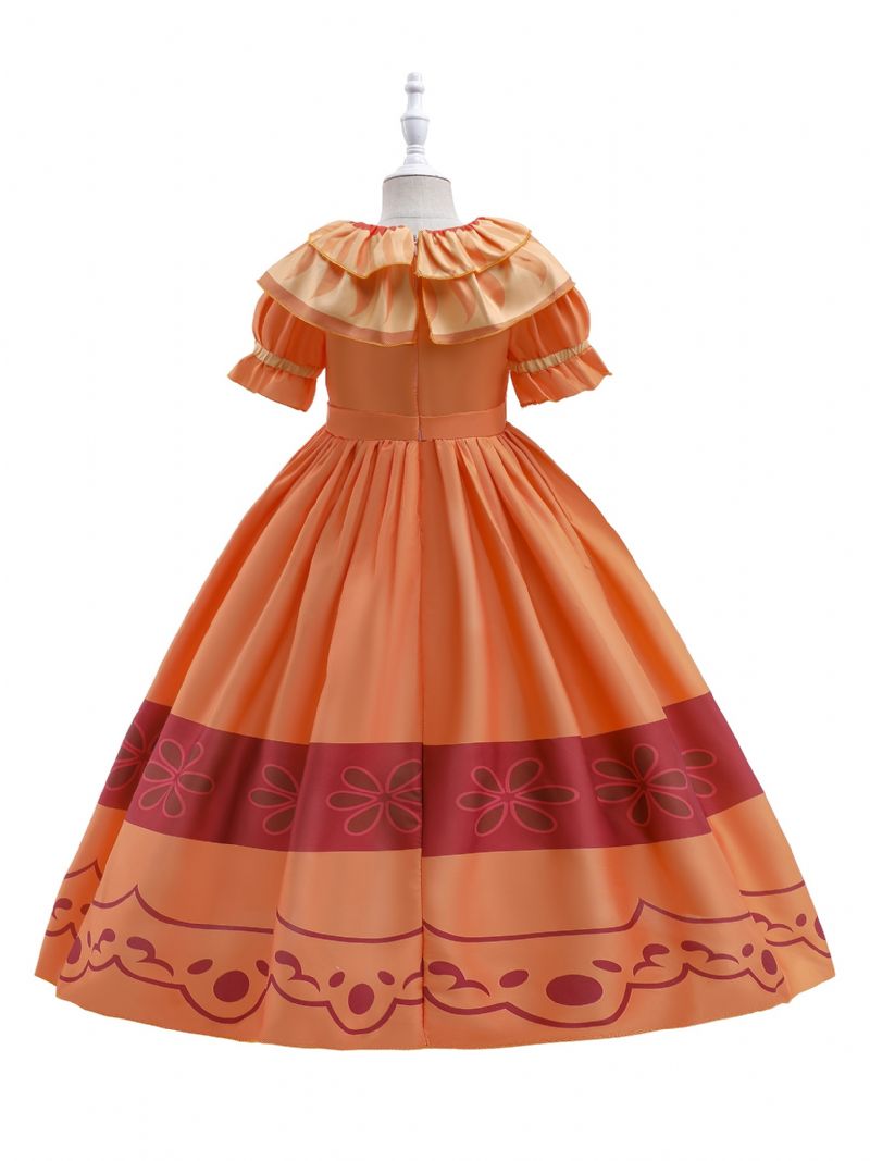 Jenter Elegant Gorgeous Ruffled Dress Costume For Performance Party Orange