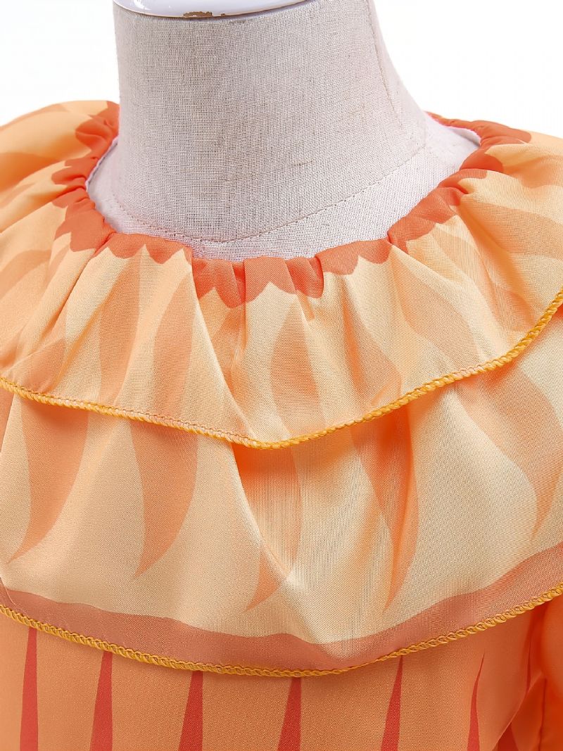 Jenter Elegant Gorgeous Ruffled Dress Costume For Performance Party Orange