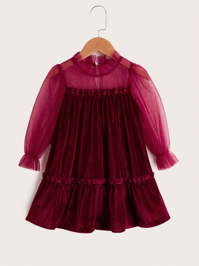 Jenter Mesh Velvet Dress For Fall Winter New Princess Christmas