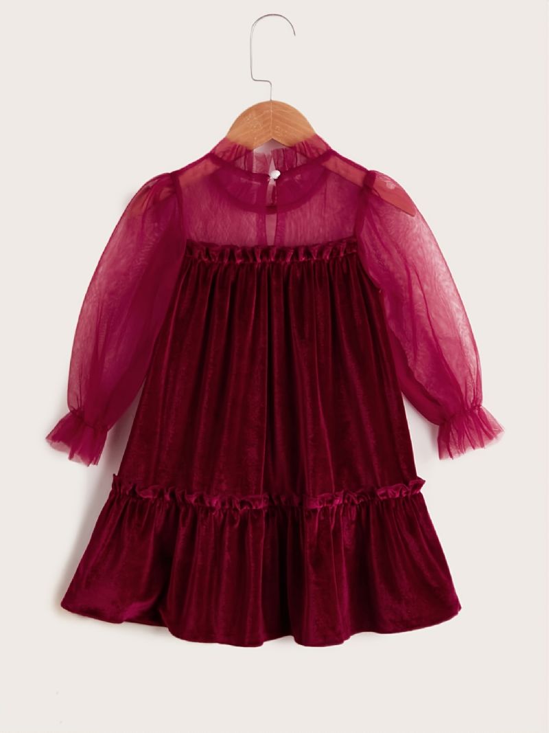 Jenter Mesh Velvet Dress For Fall Winter New Princess Christmas