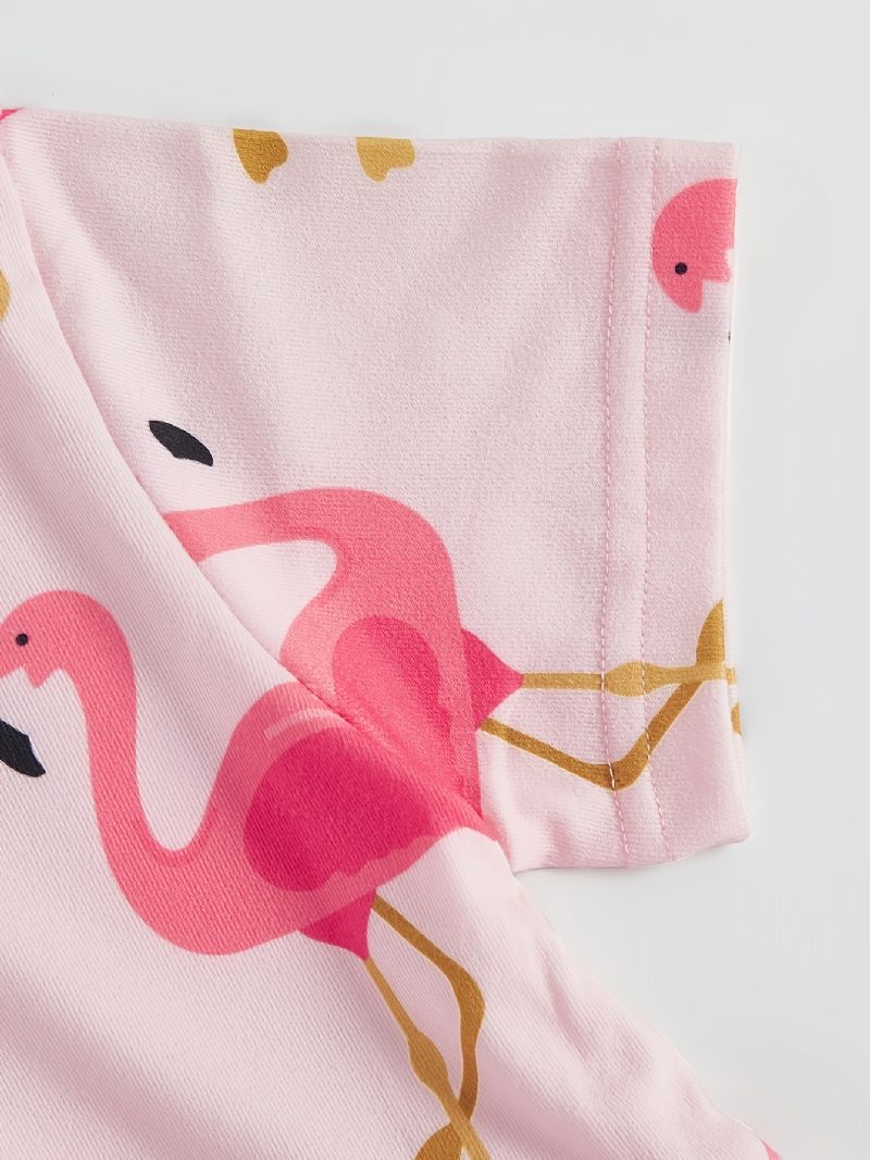 Jenter Pink Flamingo Print Kortermet Kjole