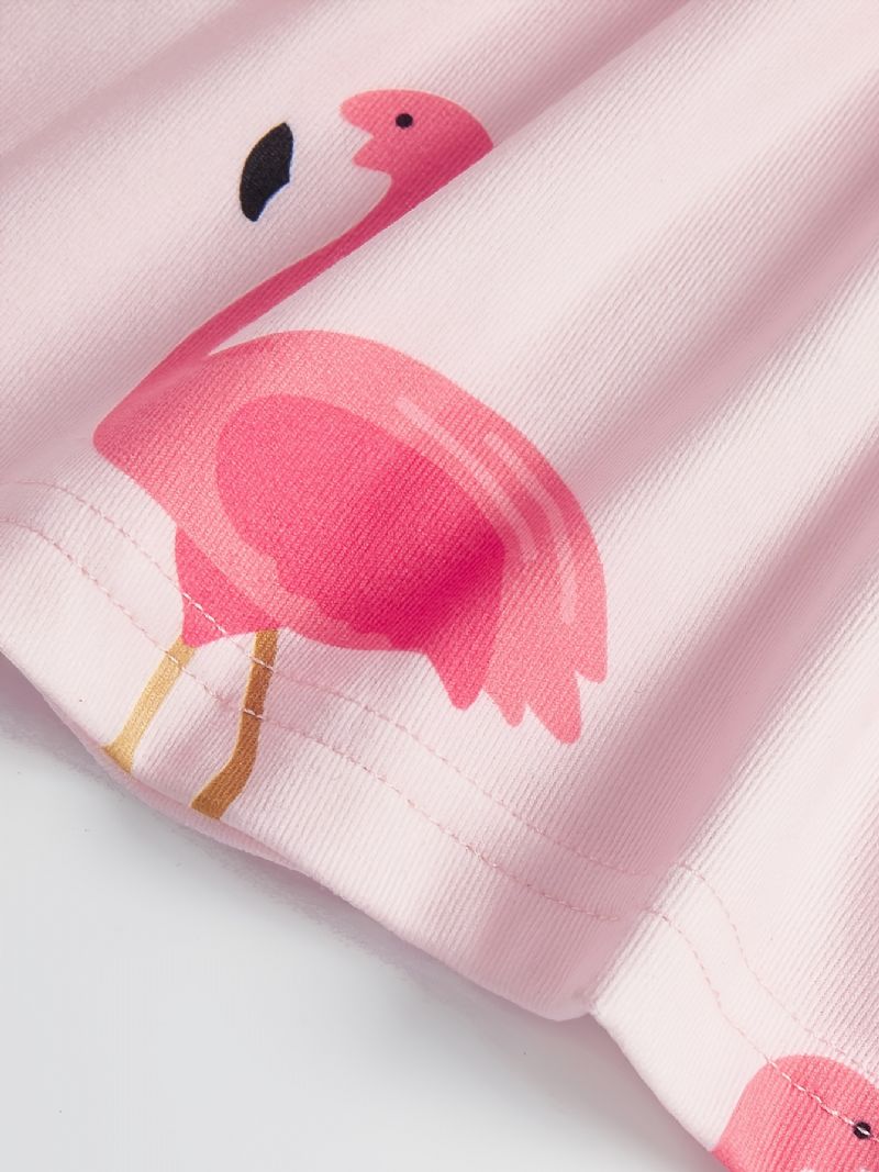 Jenter Pink Flamingo Print Kortermet Kjole