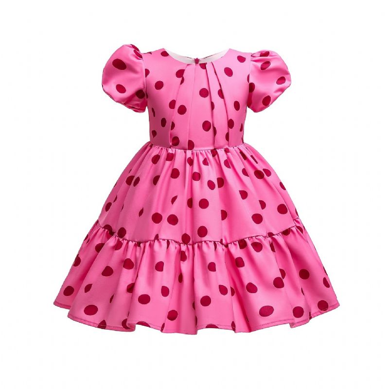 Jenter Puff Sleeve Dress Polka Dots Princess Barneklær