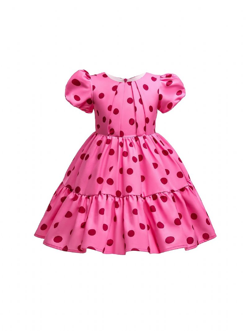 Jenter Puff Sleeve Dress Polka Dots Princess Barneklær