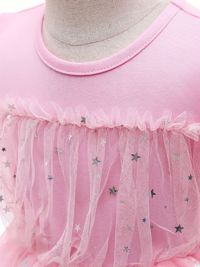 Jenter Puff Sleeve Princess Dress Paljett Babyklær Festkjole Til Jul Barneklær