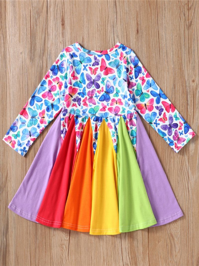 Jenter Sommerfugl Print Rainbow Casual Dress