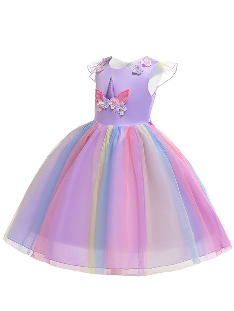 Jenter Unicorn Mesh Princess Dress Formell Festkjole Julekjole