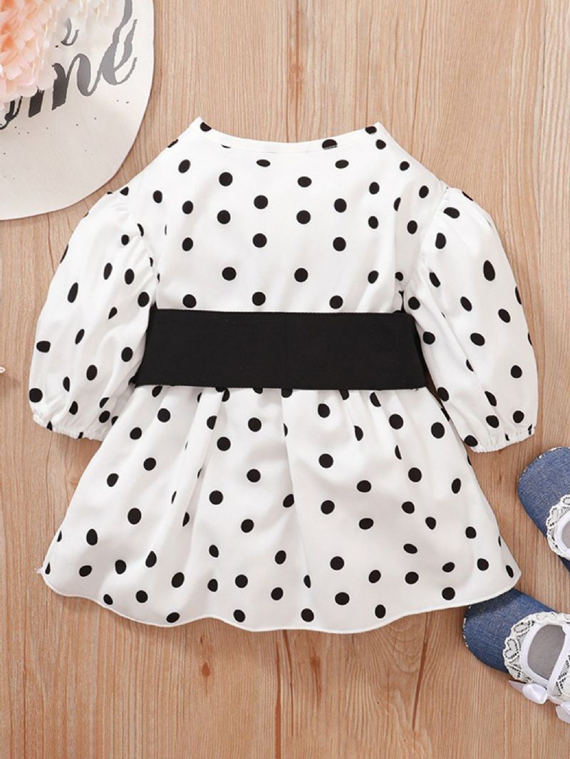 Jul Polka Dot Belte Langermet Kjole Jentebaby Clothing