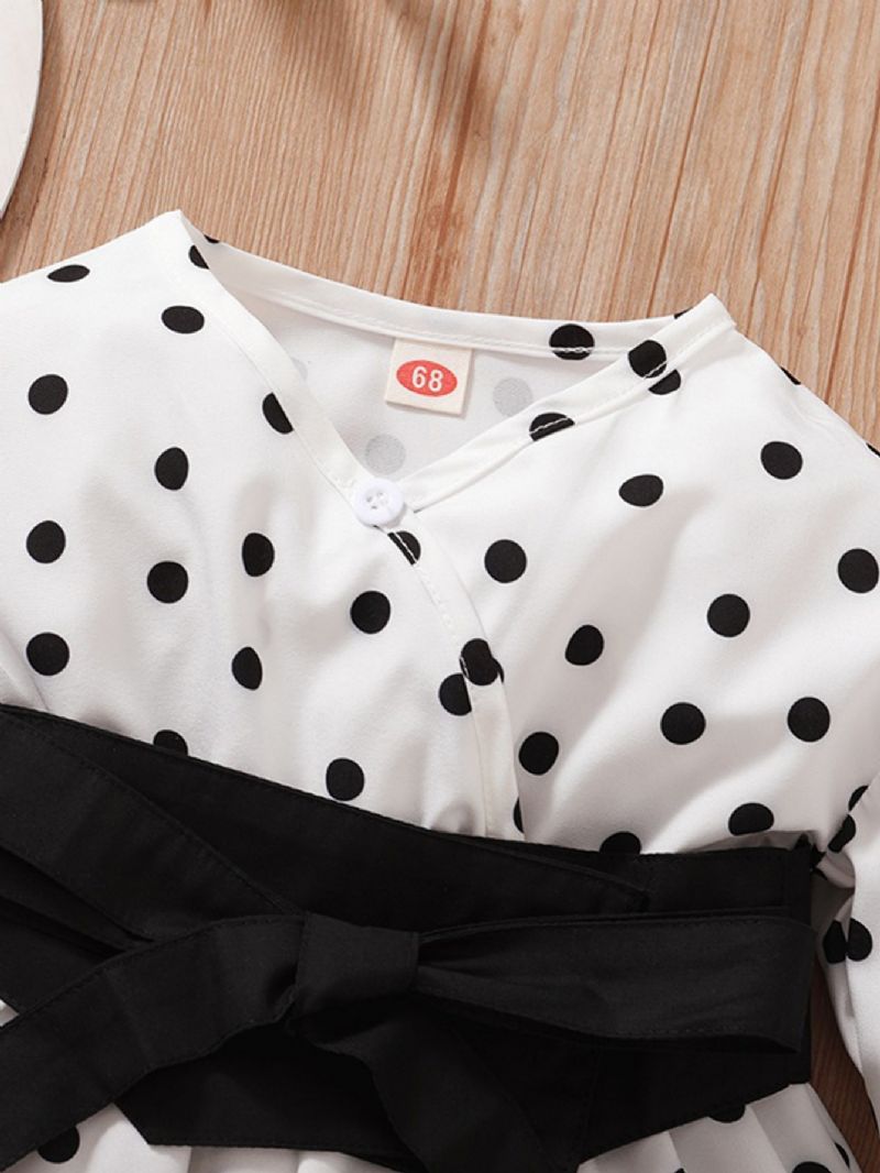 Jul Polka Dot Belte Langermet Kjole Jentebaby Clothing