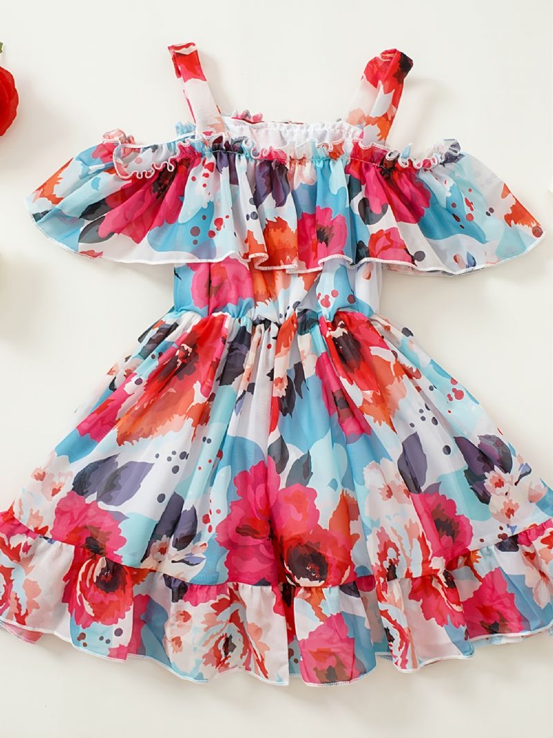 Småbarn Baby Jenter Sommer Ruffle Dress Chiffon Princess Floral Beachwear Barneklær