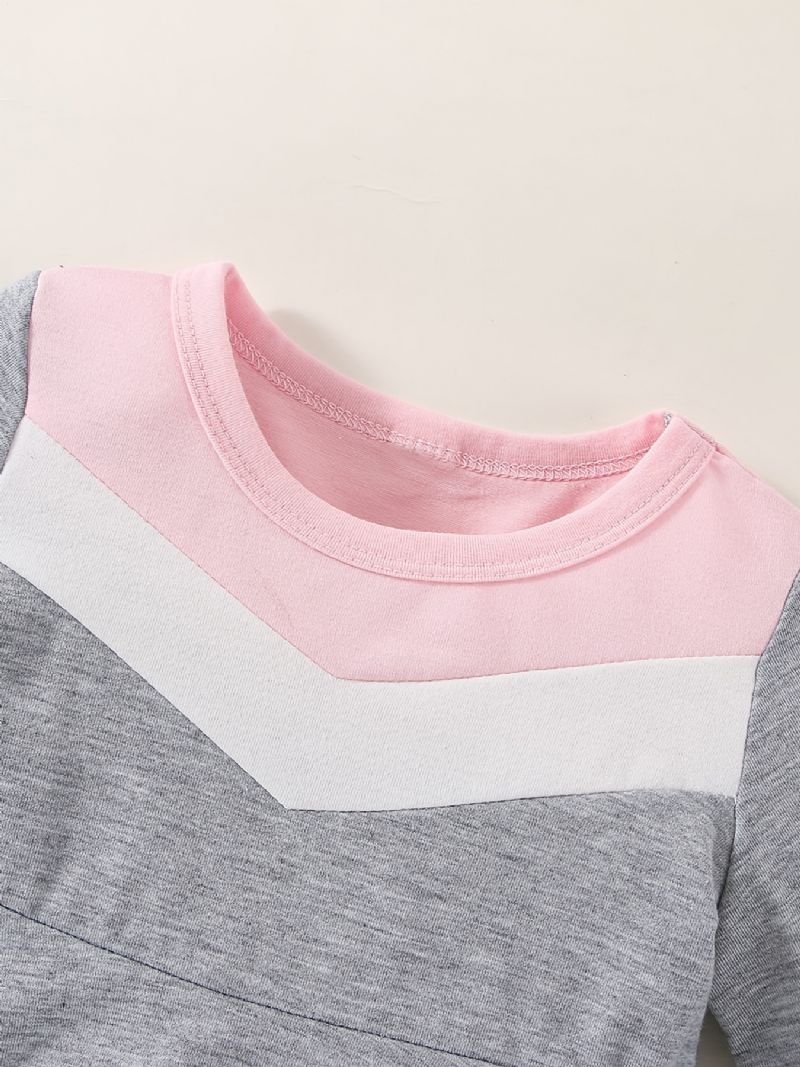 Spedbarn Baby Jenter Color Block Sweatshirt Dress Langermet Crew Neck Småbarnsklær