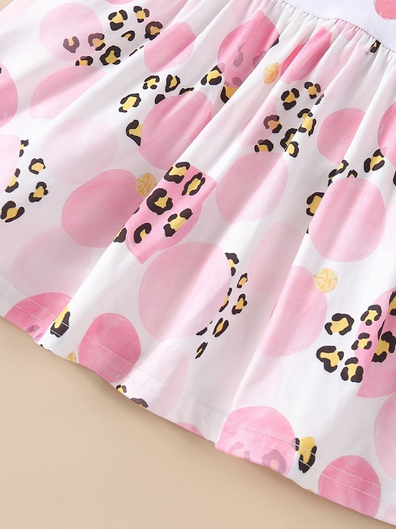 Spedbarn Jenter Langermet Flying Sleeve Dress Rund Hals Søt Cat Print Babyklær