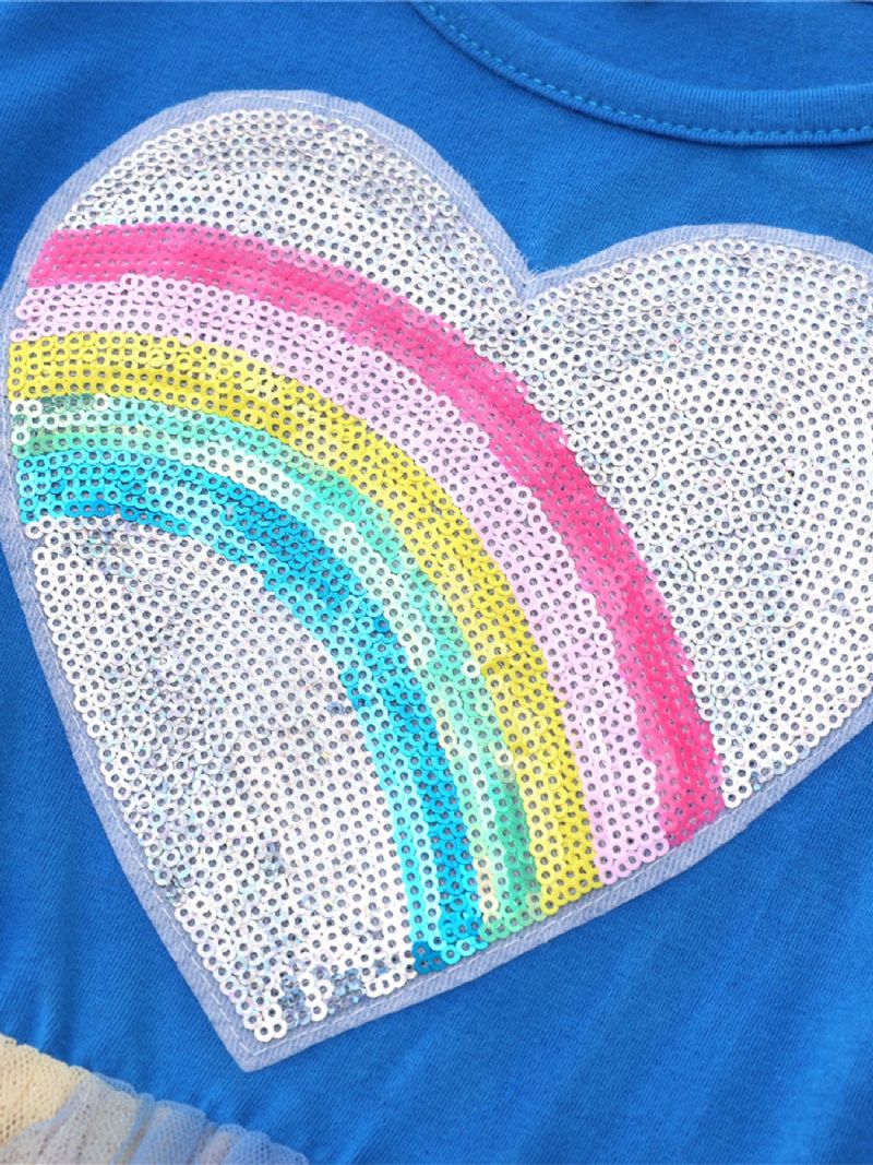 Toddler Jenter Heart Print Glitter Langermet Tutu Kjoler