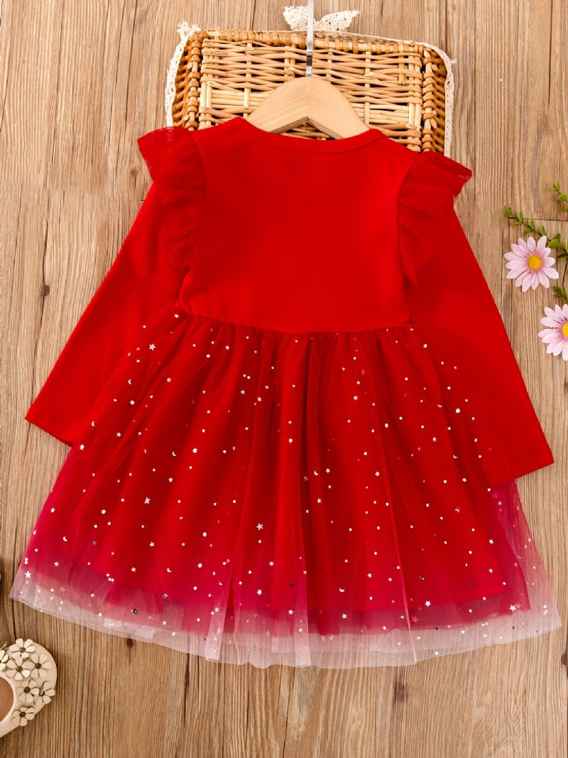 Toddler Jenter Mesh Dress Langermet Flying Sleeve Tutu