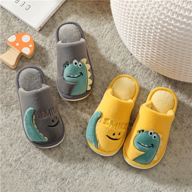 Jenter Casual Cartoon Dinosaur Print Tøfler Slip On-slip Sko For Vinter Hjem Pvc