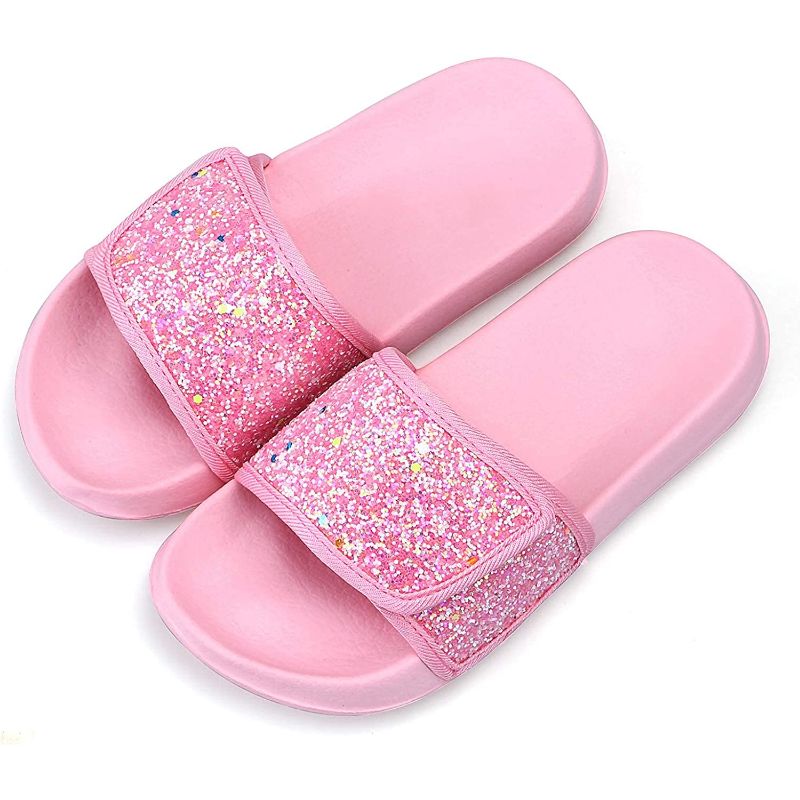 Jenter Glitter Sliders Non-slip Lett Beach Pool Innendørs Utendørs