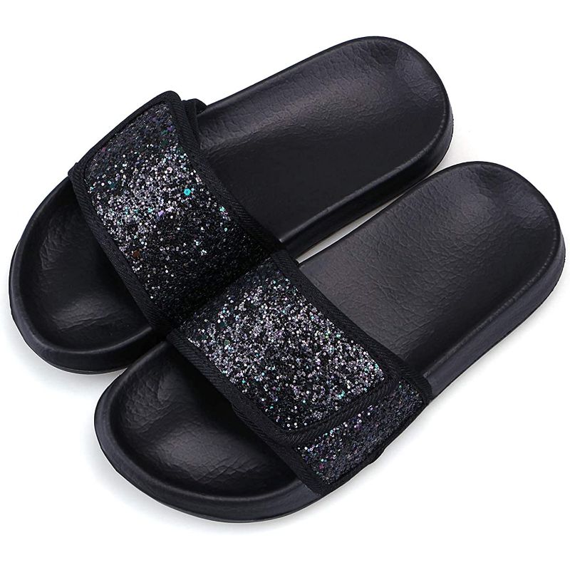 Jenter Glitter Sliders Non-slip Lett Beach Pool Innendørs Utendørs