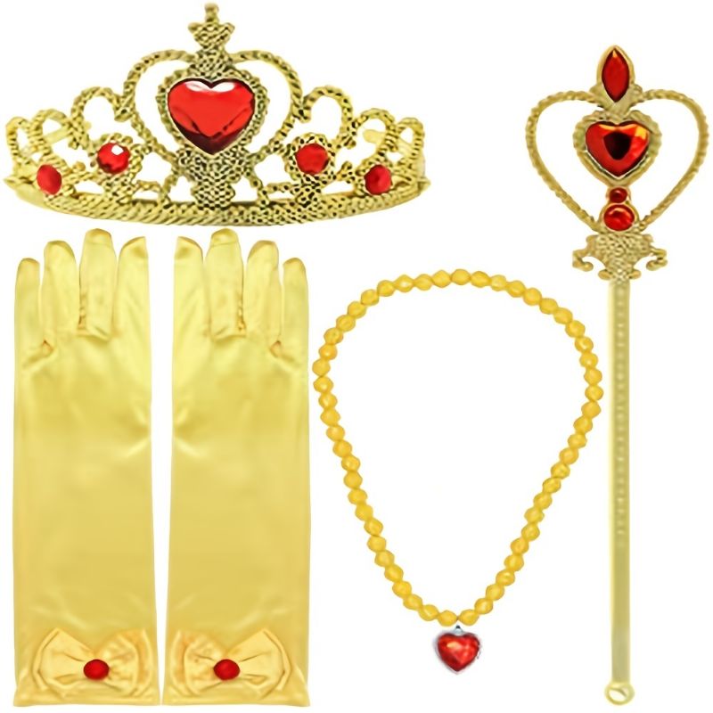 4 Stk / Sett Princess Dress Up Accessories Jenter Crown Scepter Halskjede Hansker Barnegaver