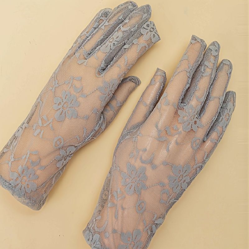 Floral Lace Gloves Gothic Solid Color Cosplay Costume Hansker For Dame Jenter