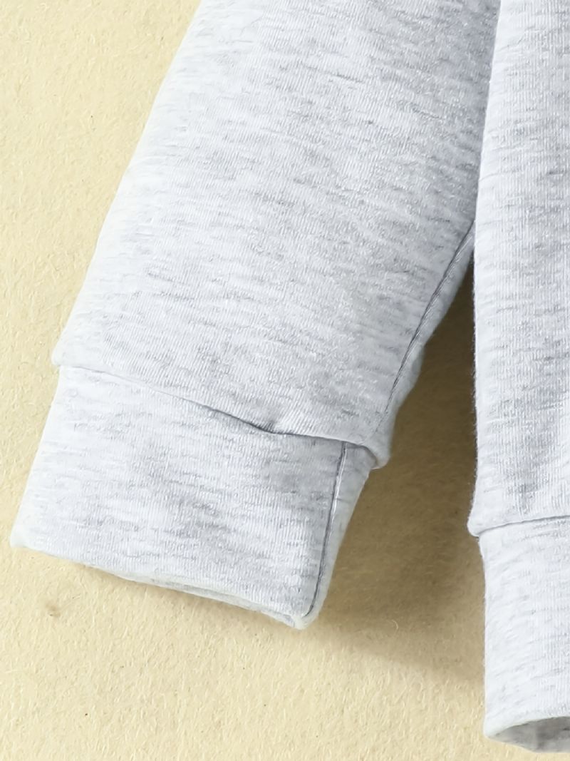 2 Stk Baby Gutter Casual Sett Med Bokstavtrykk Fargeblokk Sweatshirt & Sweatpants For Vinter