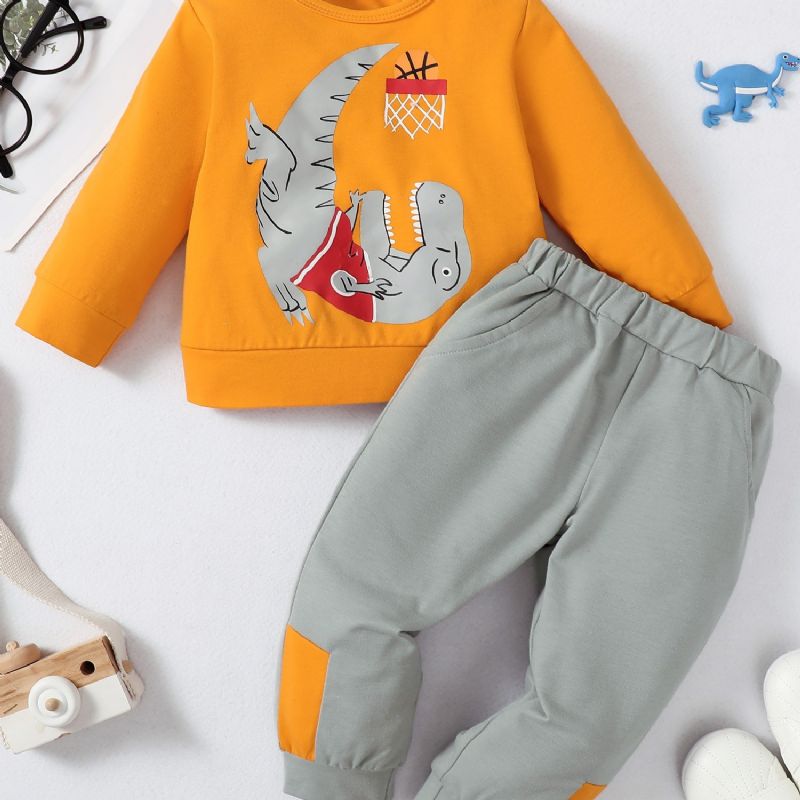 2 Stk Baby Gutter Dinosaur Print Cartoon Casual Sett