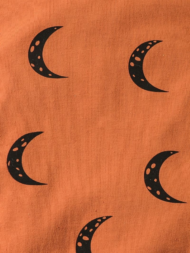 2 Stk Baby Gutter Moon Print Rund Hals Langermet Sweatshirt & Buksesett