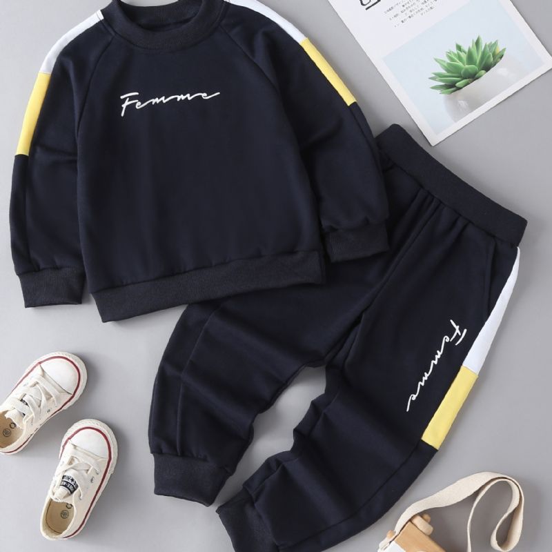 2 Stk Baby Gutter Pullover Rundhals Langermet Sweatshirt Topp & Buksesett Barneklær