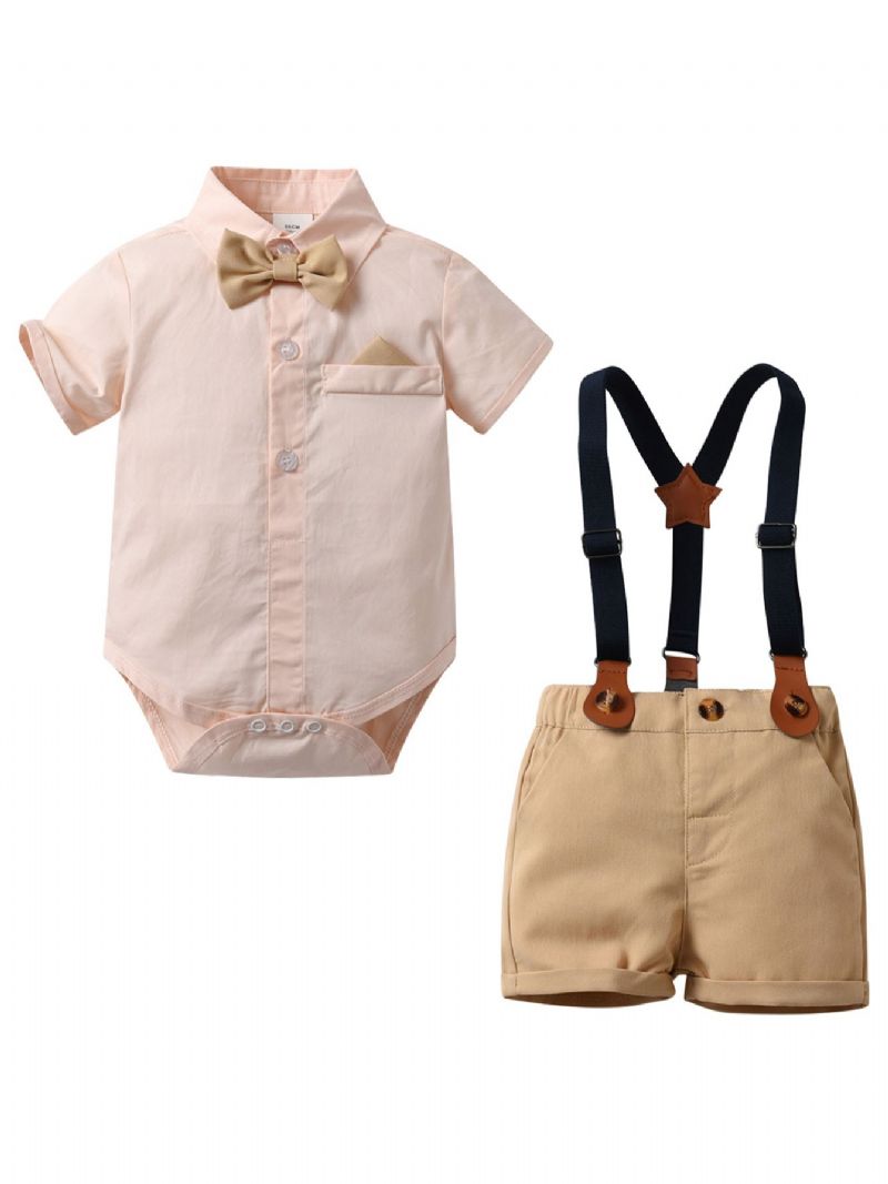 2 Stk Baby Gutter Sløyfe Kortermet Romper & Overall