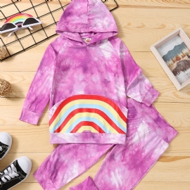 2 Stk Baby Jenter Hoodie Tie Dye Langermet Pullover Sweatshirt & Buksesett