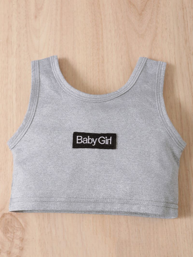 2 Stk Baby Jenter Letter Broderi Tank Lounge Bukser Sett