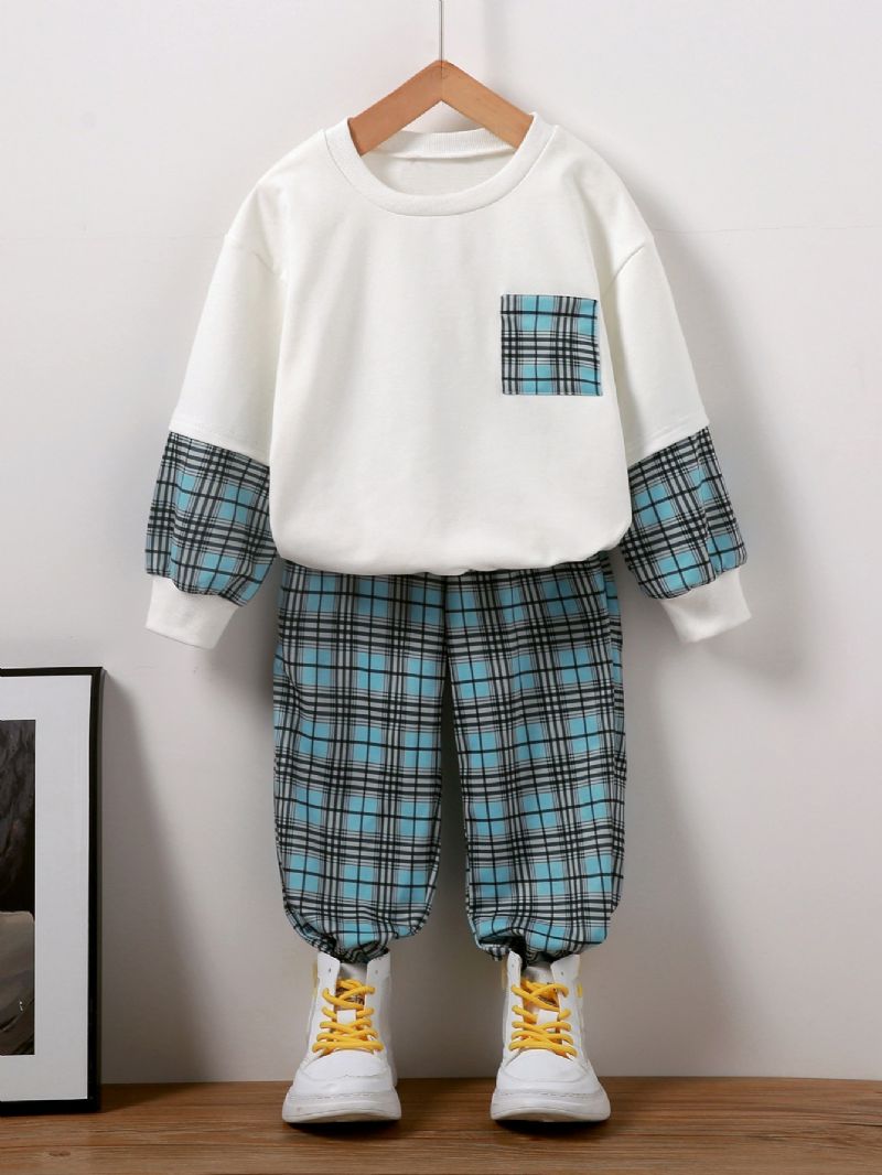 2 Stk Gutter Blue Gingham Sweatshirt Set