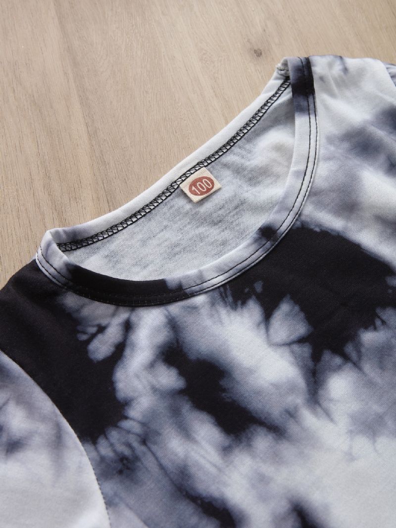 2 Stk Gutter Casual Tie Dye Print Langermet Buksesett