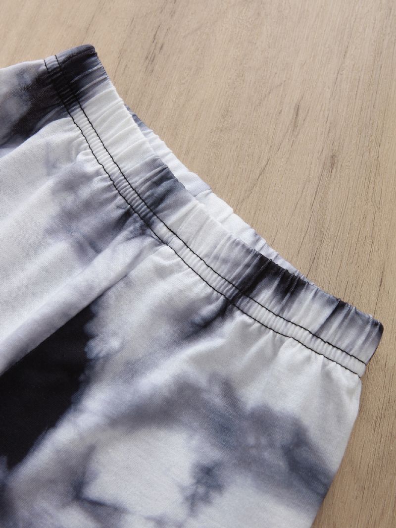 2 Stk Gutter Casual Tie Dye Print Langermet Buksesett