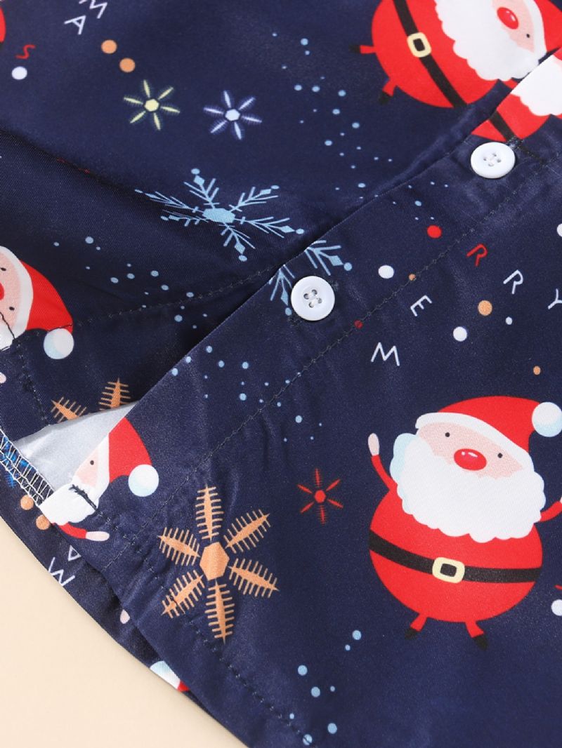 2 Stk Gutter Christmas Print Bowtie Skjorte & Røde Bukser Sett