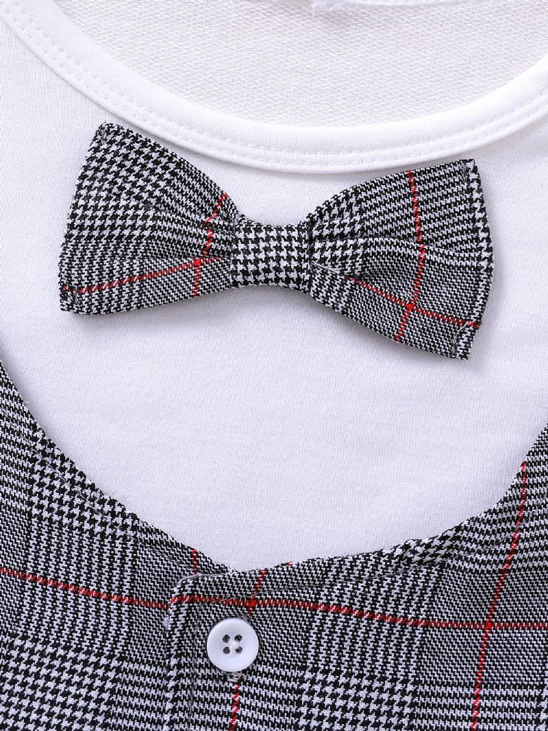 2 Stk Gutter Gingham Bow Sleeve Topp & Buksesett