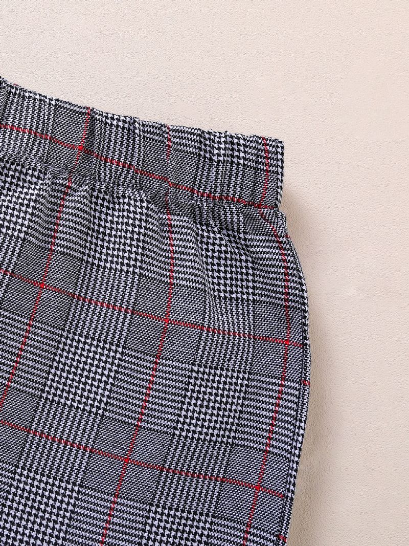 2 Stk Gutter Gingham Bow Sleeve Topp & Buksesett