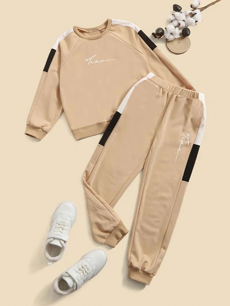 2 Stk Gutter Høst Langermet Sett Barn Colorblock Mote Sport Casual