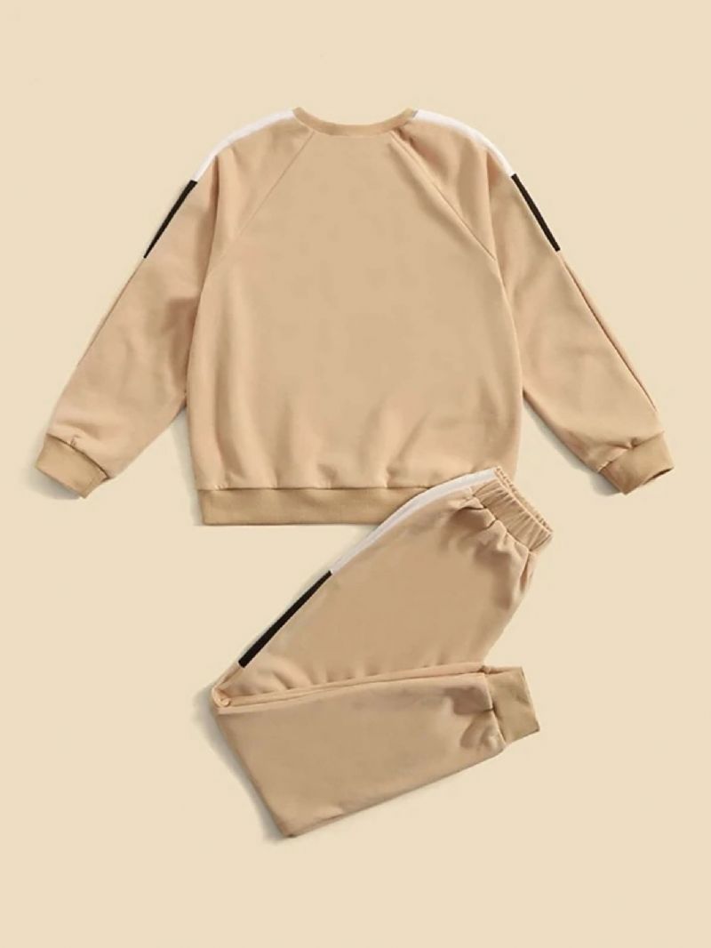 2 Stk Gutter Høst Langermet Sett Barn Colorblock Mote Sport Casual