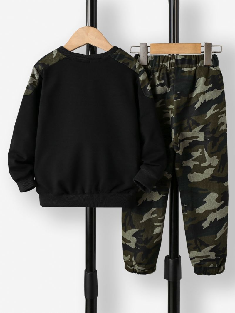 2 Stk Gutter Rundhals Langermet Camo Sweatsuit Sett