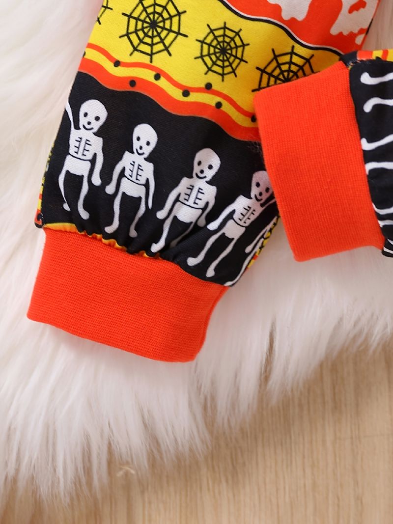 2 Stk Gutter Søt Halloween Print Pyjamas Sett Med Pullover Sweatshirt & Bukser For Party