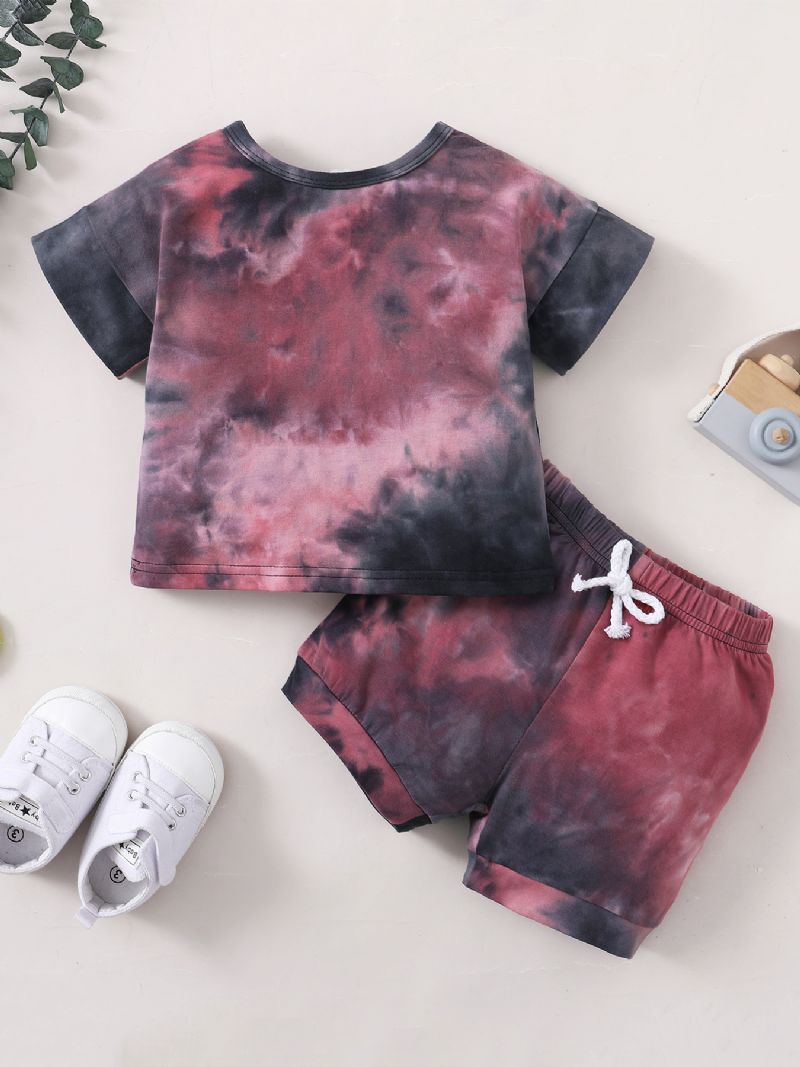 2 Stk Gutter Tie Dye Shorts Set Med Korte Ermer