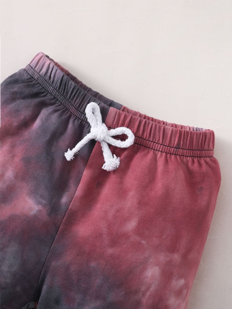 2 Stk Gutter Tie Dye Shorts Set Med Korte Ermer