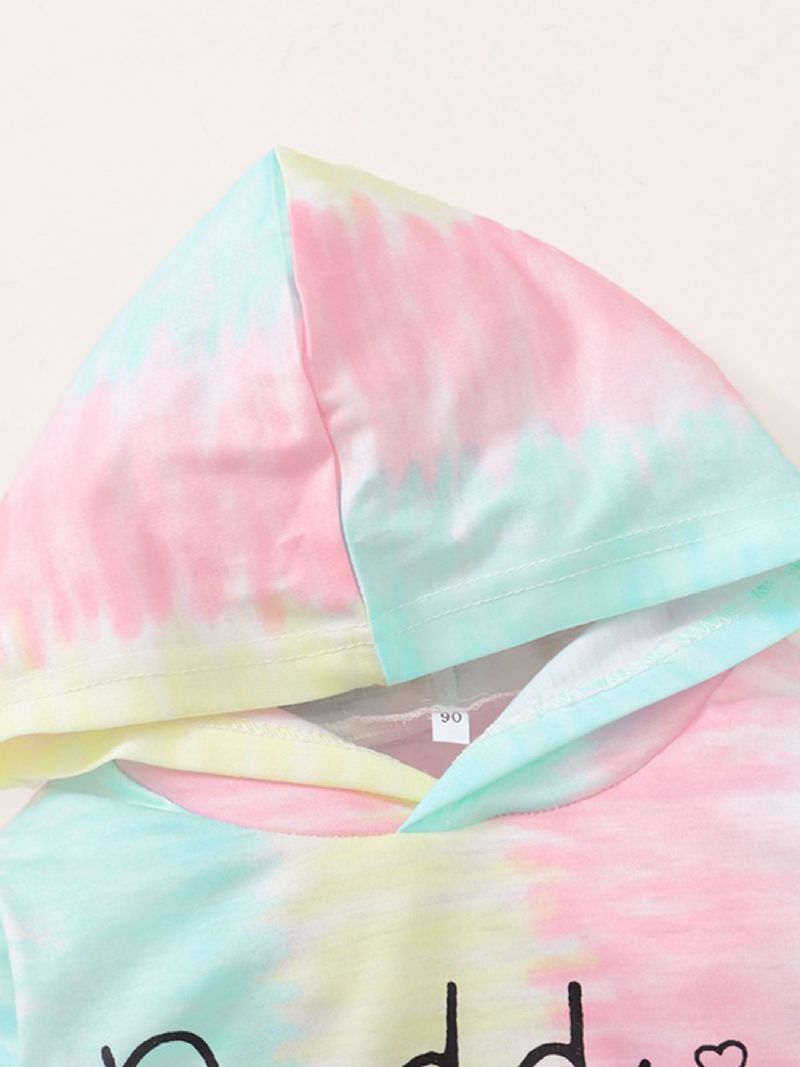 2 Stk Jentebaby Letter Trykt Tie-dye Hette & Bukser