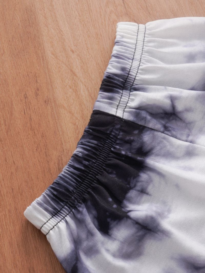 2 Stk Småbarn Baby Gutt Sommer Antrekk Jentebaby Tie Dye Kortermet Skjorte Topp & Shorts Klessett