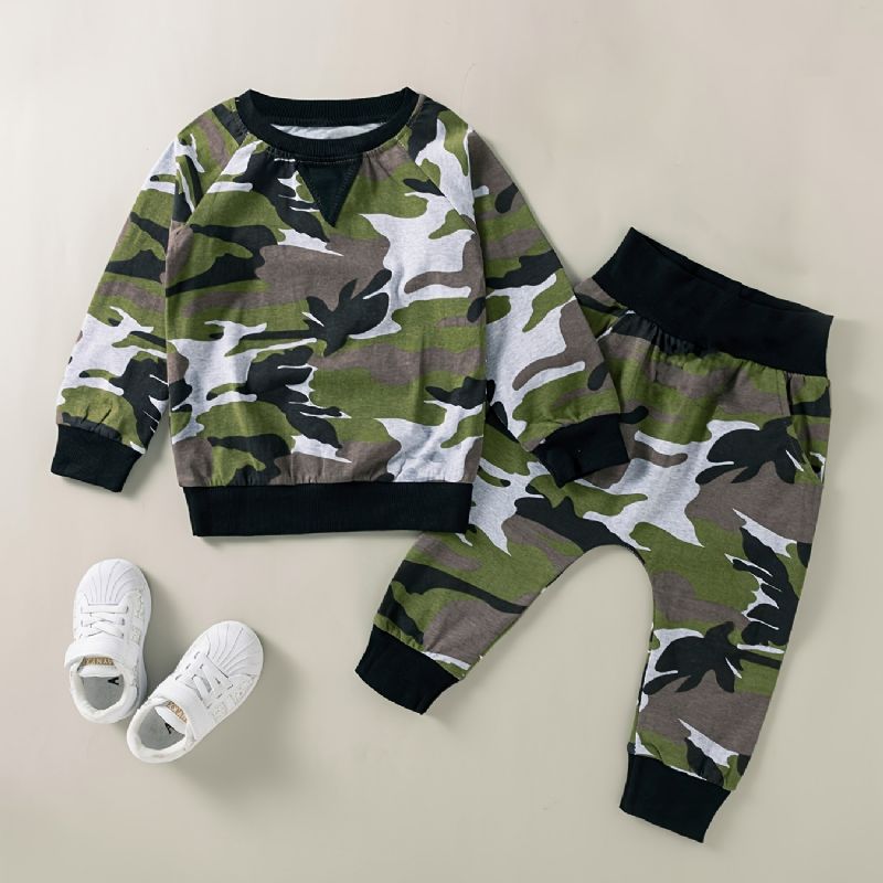 2stk Gutter Camo Print Sweatshirt Bukser Sett