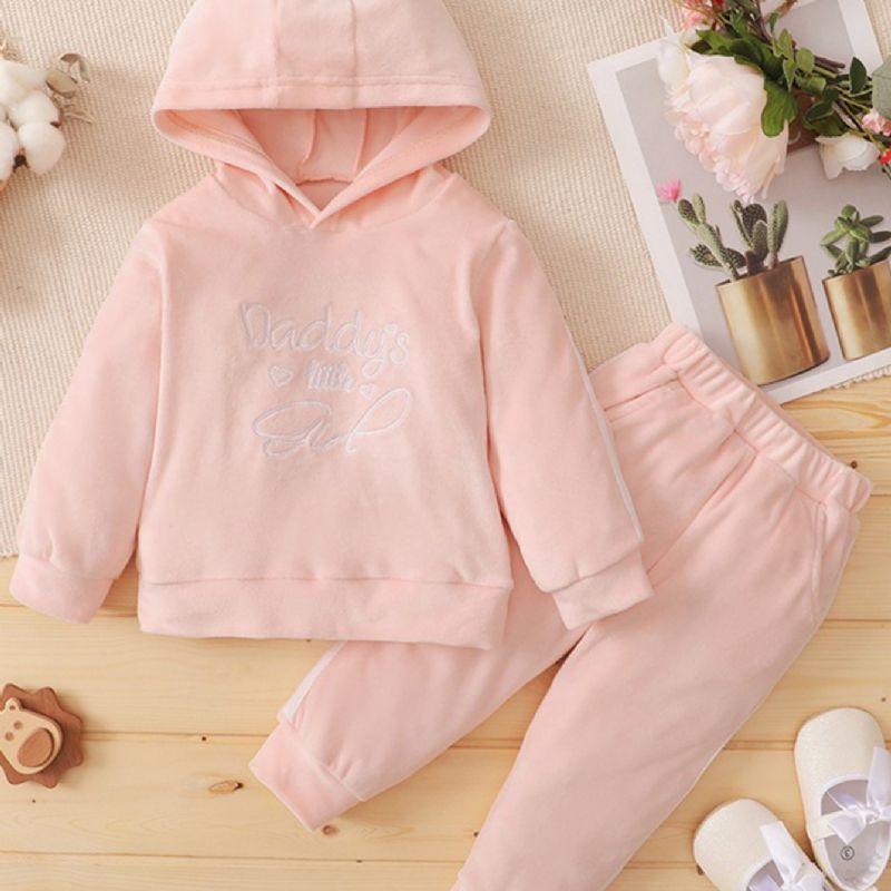 2stk Gutter Pink Hette Langermet Sweatshirt Set