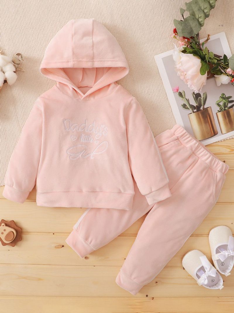 2stk Gutter Pink Hette Langermet Sweatshirt Set