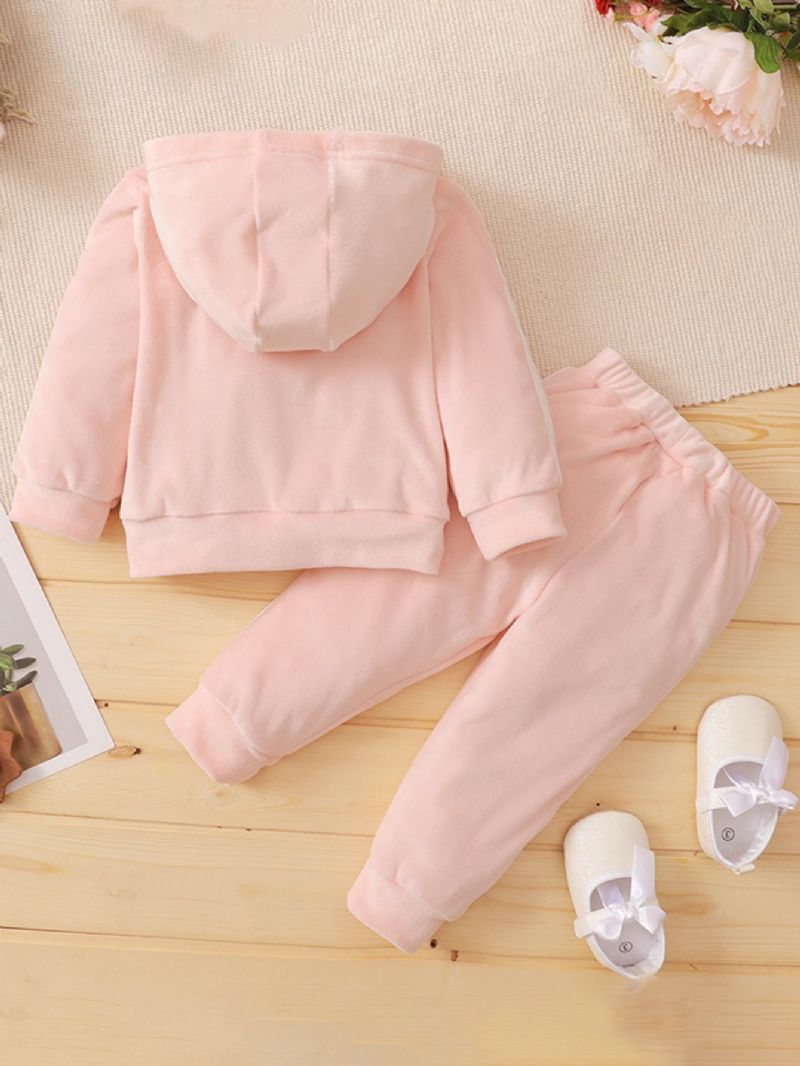 2stk Gutter Pink Hette Langermet Sweatshirt Set