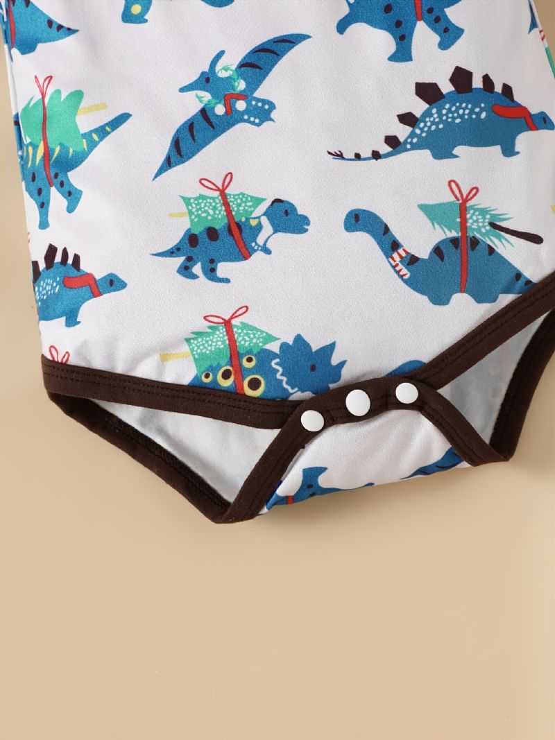 3 Stk Baby Gutter Dinosaur Print Langermet Topp & Bukser & Hat