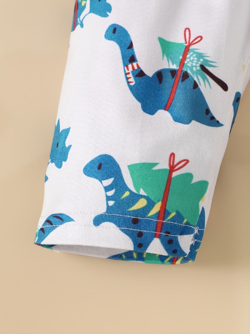 3 Stk Baby Gutter Dinosaur Print Langermet Topp & Bukser & Hat